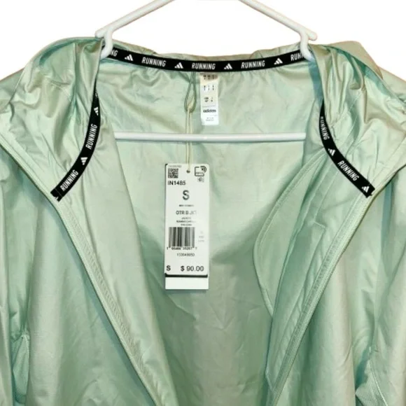 NWT Adidas Women's Small Green WIND.RDY Zip Up Hooded Sporty Windbreaker Jacket - Picture 7 of 16